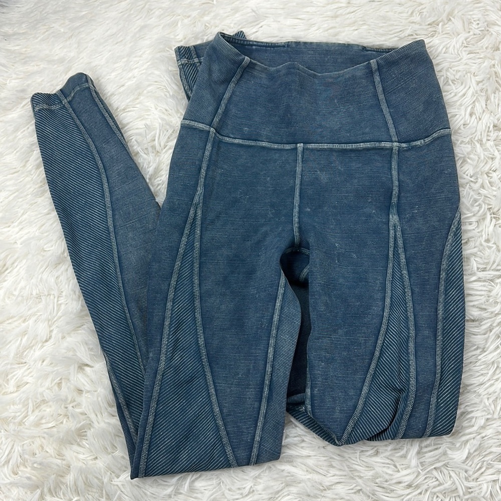 Lululemon Wunder Under HR Tight *Snow Washed Ribbed 28" Washed Night Diver